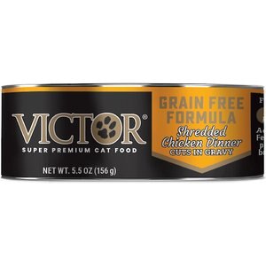 VICTOR Grain-Free Shredded Chicken Dinner Cuts Wet Cat Food or Topper, 5.5-oz, case of 24