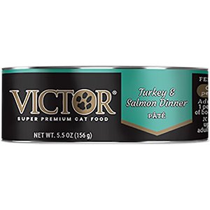 VICTOR Turkey & Salmon Dinner Pate Wet Cat Food or Topper, 5.5-oz, case of 24