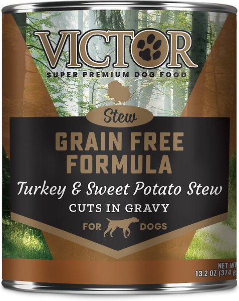 Show full view: VICTOR Grain-Free Turkey & Sweet Potato Stew Cuts Wet Dog Food or Topper, 13.2-oz, case of 12 slide 1 of 9
