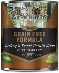 VICTOR Grain-Free Turkey & Sweet Potato Stew Cuts Wet Dog Food or Topper, 13.2-oz can, bundle of 24 