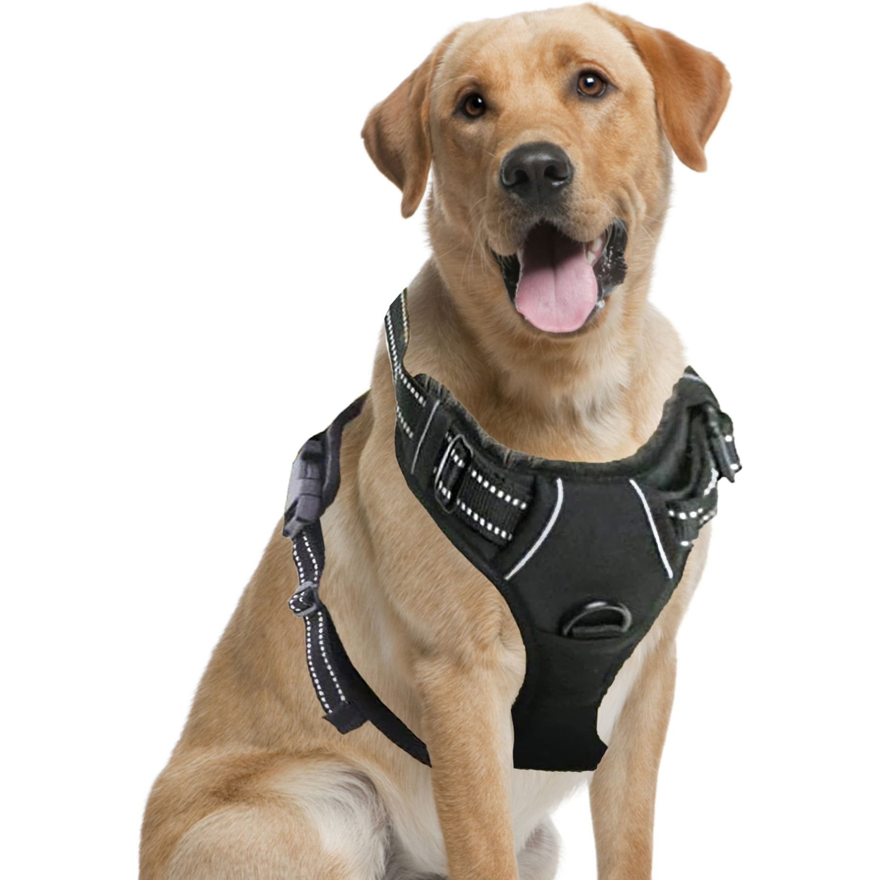 Vila Adjustable Reflective No Pull Dog Harness, Black, Large, 17 to 34-in chest