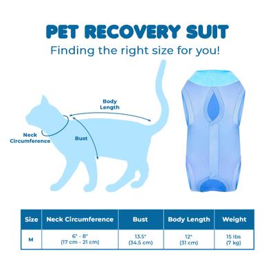 Show full view: Vila Breathable Onesie Cat Neuter & Spay Post Surgery Recovery Suit Collar Cone Alternative for Small Pet, Blue, Medium slide 4 of 5