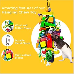 Vila Colorful Hanging Teeth Grinding Rat Guinea-Pig & Small Animal Wooden Chew Blocks, 16-in