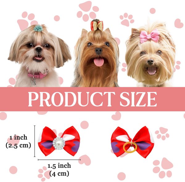 Show full view: Vila Cute Ribbon Bows Elastic Rubber Band Hair Ties Dog & Cat Grooming Accessories, 60 count slide 4 of 5