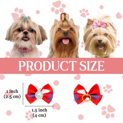Show full view: Vila Cute Ribbon Bows Elastic Rubber Band Hair Ties Dog & Cat Grooming Accessories, 60 count slide 5 of 6