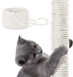 Vila Sisal Twine Cat Tree Tower & Scratching Post Replacement Rope, White, 0.3-in x 33-ft