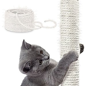 Vila Sisal Twine Cat Tree Tower & Scratching Post Replacement Rope, White, 0.3-in x 33-ft