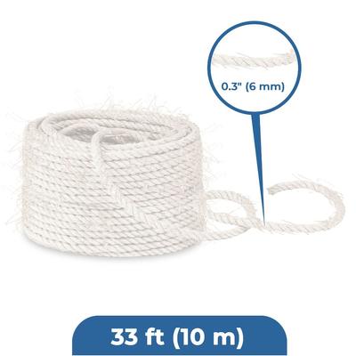 Show full view: Vila Sisal Twine Cat Tree Tower & Scratching Post Replacement Rope, White, 0.3-in x 33-ft slide 3 of 4