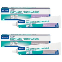 Virbac C.E.T. Enzymatic Beef Flavor, 2.5-oz (70 g) tube + Poultry Flavor Dog & Cat Toothpaste, 70 gram