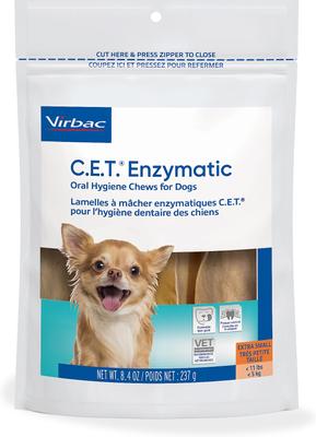 Show full view: Virbac C.E.T. Enzymatic Dental Chews for X-Small Dogs, under 11-lbs, 16.8-oz bag slide 10 of 11
