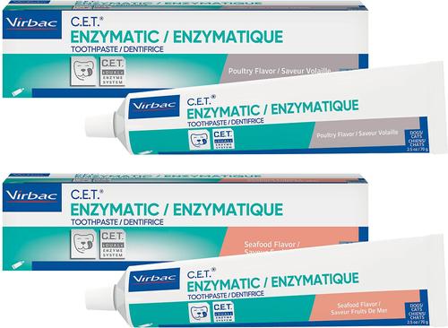 Show full view: Virbac C.E.T. Enzymatic Dog & Cat Poultry Flavor Toothpaste, 70 gram & Virbac C.E.T. Tartar Control Seafood Flavor Dog & Cat Toothpaste, 70 gram slide 1 of 10