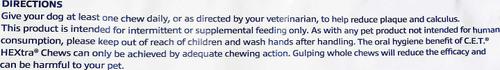 Show full view: Virbac C.E.T. HEXtra Dental Chews for Dogs, 11-25 lbs slide 6 of 10