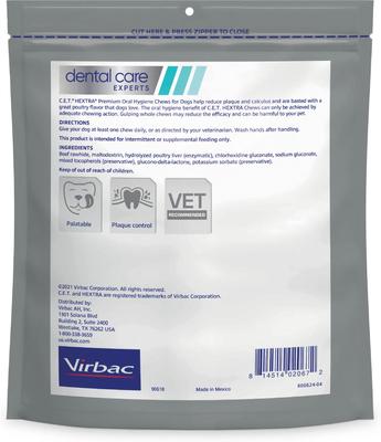 Show full view: Virbac C.E.T. HEXtra Dental Chews for Dogs over 51-lbs, 1.13-lb bag slide 3 of 8
