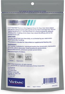 Show full view: Virbac C.E.T. HEXtra Dental Chews for Dogs, under 11-lbs, 30 count slide 3 of 10