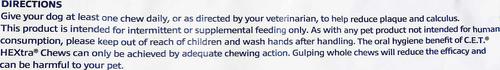 Show full view: Virbac C.E.T. HEXtra Dental Chews for Dogs, under 11-lbs, 30 count slide 6 of 10