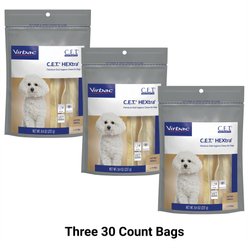 Virbac C.E.T. HEXtra Dental Chews for Dogs, under 11-lbs, 90 count slide 1 of 9