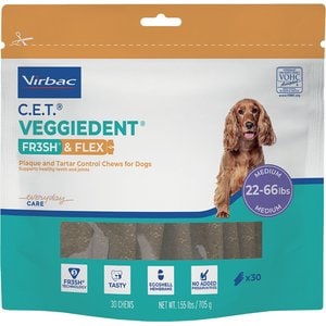VIRBAC C.E.T. VeggieDent Zen Dental Chews for Medium Dogs, 30