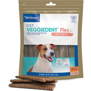 Virbac C.E.T. VeggieDent Flex + Joint Health Dental Chews for Small Dogs, 30 count