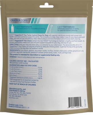 Show full view: Virbac C.E.T. VeggieDent Flex + Joint Health Dental Chews for Small Dogs, 30 count slide 3 of 10