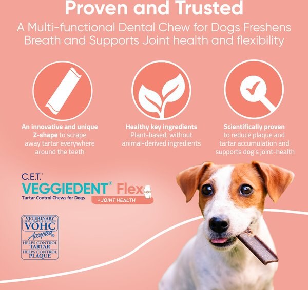Virbac C.E.T. VeggieDent Flex + Joint Health Dental Chews for Small Dogs