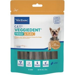 VIRBAC C.E.T. VeggieDent Fr3sh Dental Chews for X-Small Dogs, 30