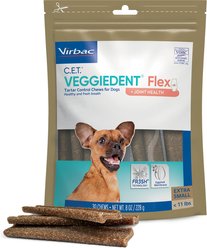 Virbac C.E.T. VeggieDent Flex + Joint Health Dental Chews for X-Small Dogs, under 11lbs, 30 count
