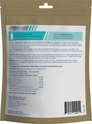 Show full view: Virbac C.E.T. VeggieDent Flex + Joint Health Dental Chews for X-Small Dogs, under 11lbs, 30 count slide 3 of 10