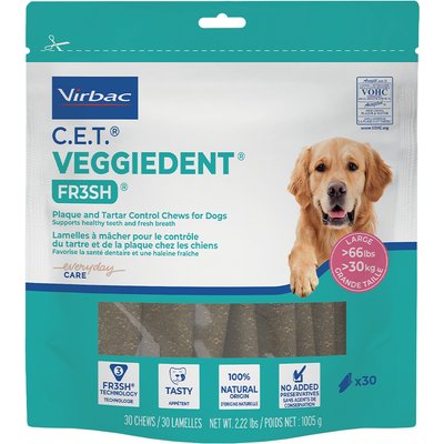 Virbac Virbac C.E.T. VeggieDent Fr3sh Dental Chews for Large Dogs, over 66-lbs, 60 count bundle