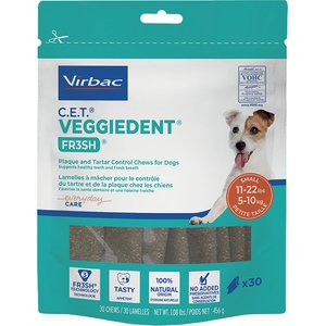 Virbac C.E.T. VeggieDent Fr3sh Dental Chews for Small Dogs, 30 count