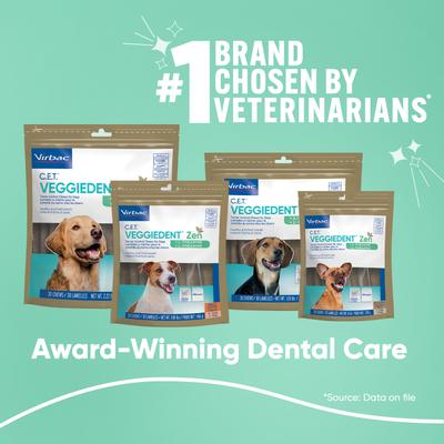 Show full view: Virbac C.E.T. VeggieDent Zen Dental Chews for Large Dogs, over 66-lbs, 30 count slide 4 of 10