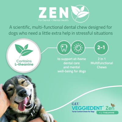 Show full view: Virbac C.E.T. VeggieDent Zen Dental Chews for Medium Dogs, 30 count slide 5 of 9