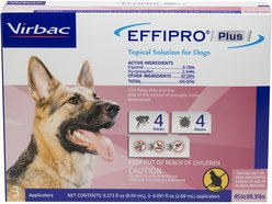 Virbac EFFIPRO Flea & Tick Spot Treatment for Dogs, 45-88.9 lbs, 3 Doses (3-mos. supply)