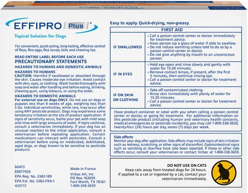 Show full view: Virbac EFFIPRO Flea & Tick Spot Treatment for Dogs, 5-22.9 lbs, 3 Doses (3-mos. supply) slide 2 of 6