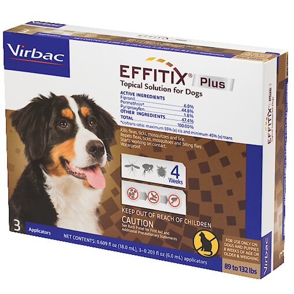 Virbac EFFITIX Flea & Tick Spot Treatment for Dogs, 89-132 lbs