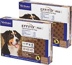 Virbac EFFITIX Flea & Tick Spot Treatment for Dogs, 89-132 lbs, 6 Doses (6-mos. supply)