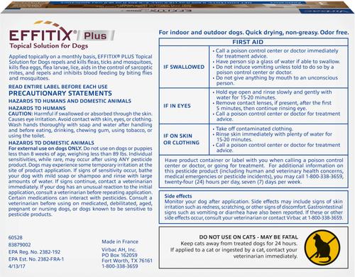 Show full view: Virbac EFFITIX Flea & Tick Spot Treatment for Dogs, 89-132 lbs, 6 Doses (6-mos. supply) slide 2 of 6