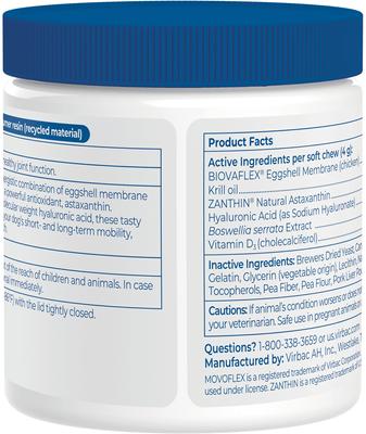 Show full view: Virbac MOVOFLEX Advanced Soft Chews Joint Supplement for Medium Breed Dogs, 60 count, bundle of 2 slide 3 of 10
