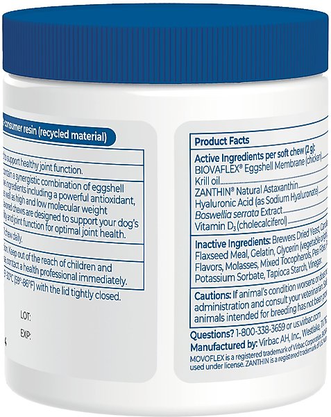 Virbac MOVOFLEX Advanced Soft Chews Joint Supplement for Small Breed Dogs, 60 count