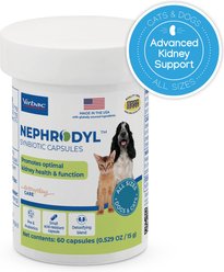 Virbac Nephrodyl Synbiotic Capsules for Kidney Support for Dogs & Cats, 60 count
