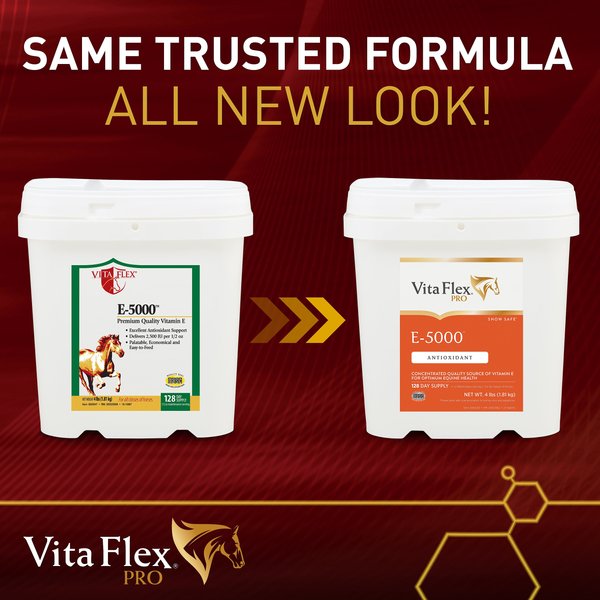 Vita Flex Pro E-5000 Premium Quality Vitamin E Immune Support Granules Horse Supplement, 4-lb bucket