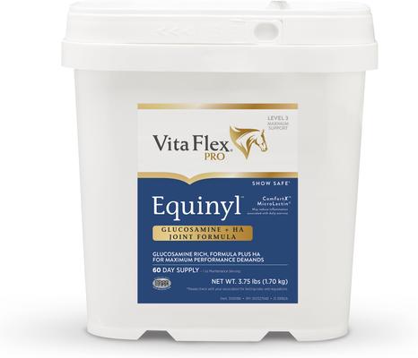 Show full view: Vita Flex Pro Equinyl Glucosamine & Hyaluronic Acid Joint Formula Powder Horse Supplement, 3.75-lb bucket slide 1 of 6