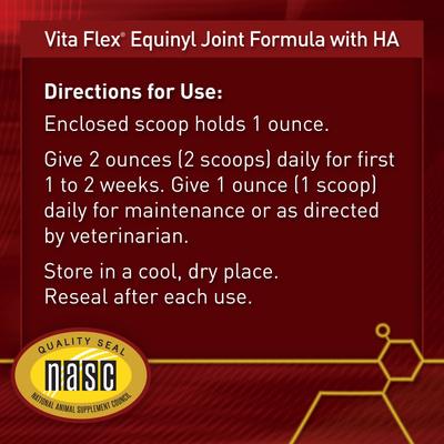 Show full view: Vita Flex Pro Equinyl Joint Formula & Hyaluronic Acid Powder Horse Supplement, 3.75-lb bucket slide 7 of 8