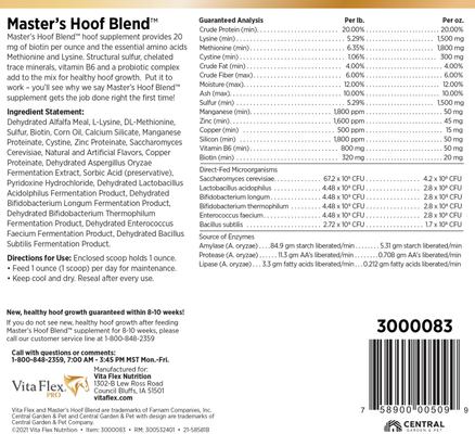 Show full view: Vita Flex Pro Master's Hoof Blend Hoof Health Formula, 20 pounds slide 4 of 6