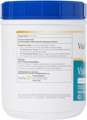Show full view: Vita Flex Pro Vision Focusing & Calming Pellets Horse Supplement, 1.625-lb jar slide 4 of 7