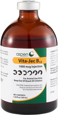 VITA-JEC Vitamin B12 for Dogs, Cats Horses, 1000-mcg/mL, 100