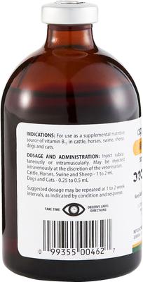Show full view: Vita-Jec Vitamin B12 for Dogs, Cats & Horses, 3000-mcg/mL, 100-mL slide 2 of 3