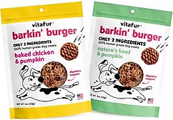 Vitafur Barkin' Burger Beef + Chicken Combo Pack Grain-Free Dehydrated Dog Treats, 2 count, 4-oz bag