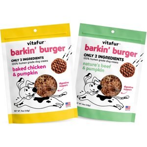 Vitafur Barkin' Burger Beef + Chicken Combo Pack Grain-Free Dehydrated Dog Treats, 2 count, 4-oz bag
