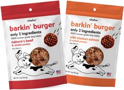 Vitafur Barkin' Burger Beef + Salmon Combo Pack Grain-Free Dehydrated Dog Treats, 5-oz bag, 2 count