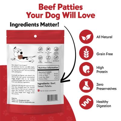 Show full view: Vitafur Barkin' Burger Beef + Salmon Combo Pack Grain-Free Dehydrated Dog Treats, 5-oz bag, 2 count slide 3 of 7